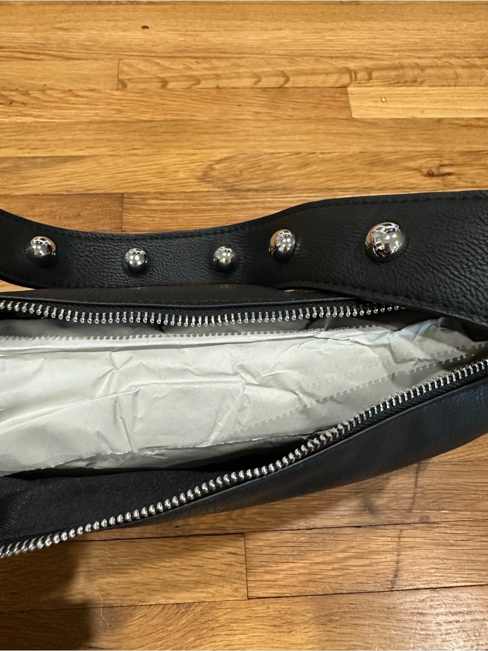 Stud-Accent Black Hobo Shoulder Bag *NEW - Picture 6 of 6